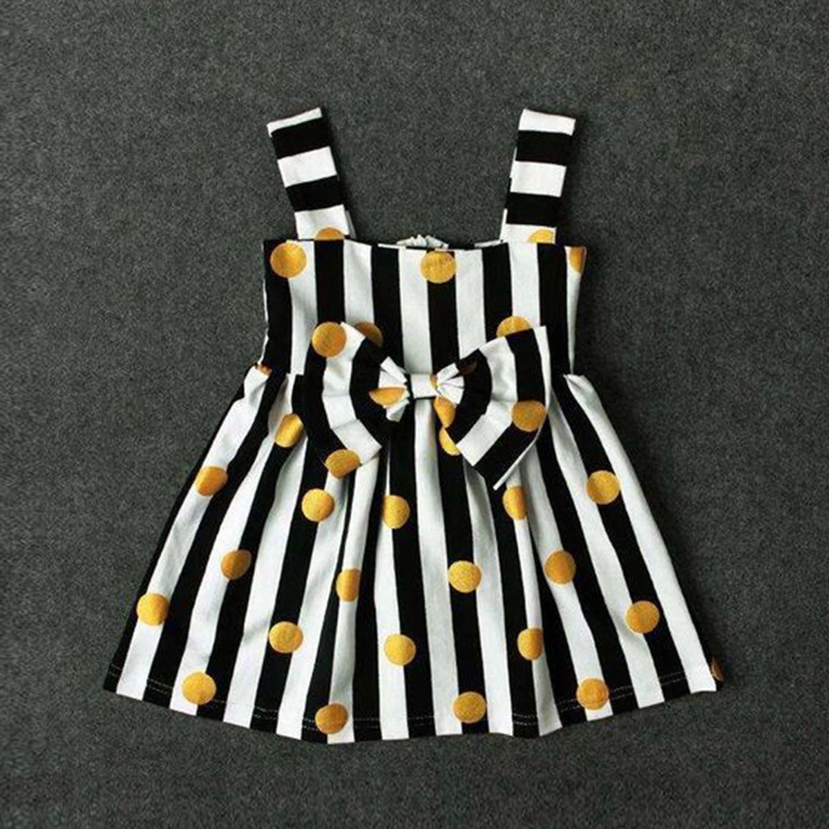 Girl's Puff Sleeve Floral & Black Line Frocks (Combo Pack Of 2) For Baby Girl's.