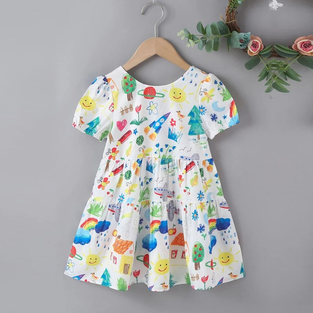 Baby Girl's Floral & Rainbow & Princess Dresses_Frocks (Combo Pack 3) for Kids.