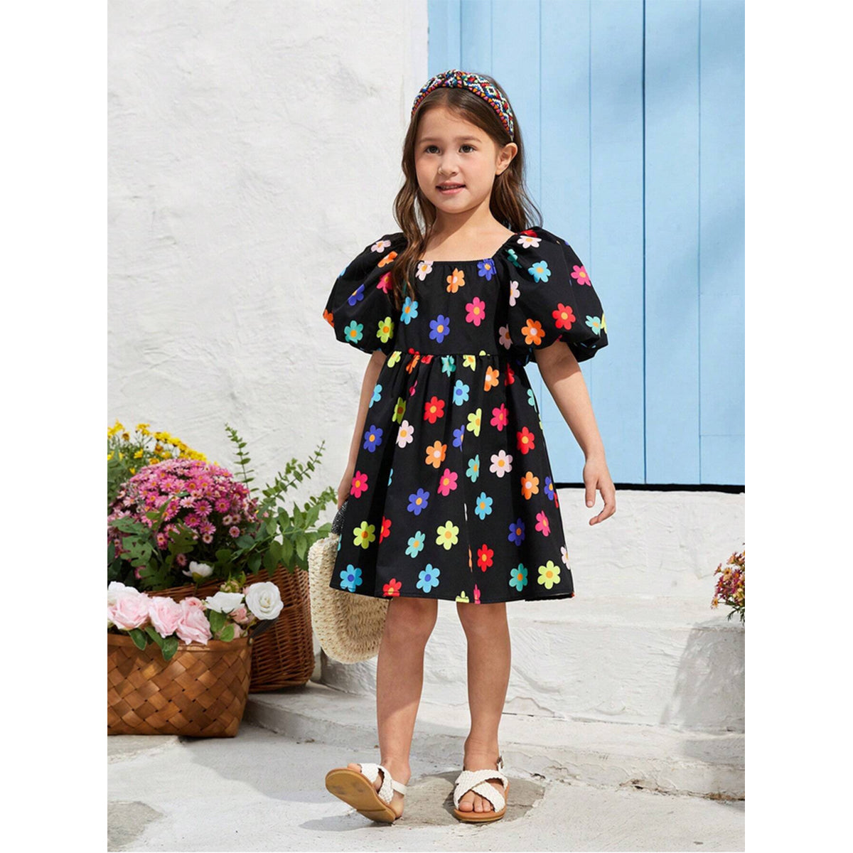 BabyGirl's Cotton Floral Multicolor Designer Frocks & Dresses (Combo Pack Of 5) for Kids.