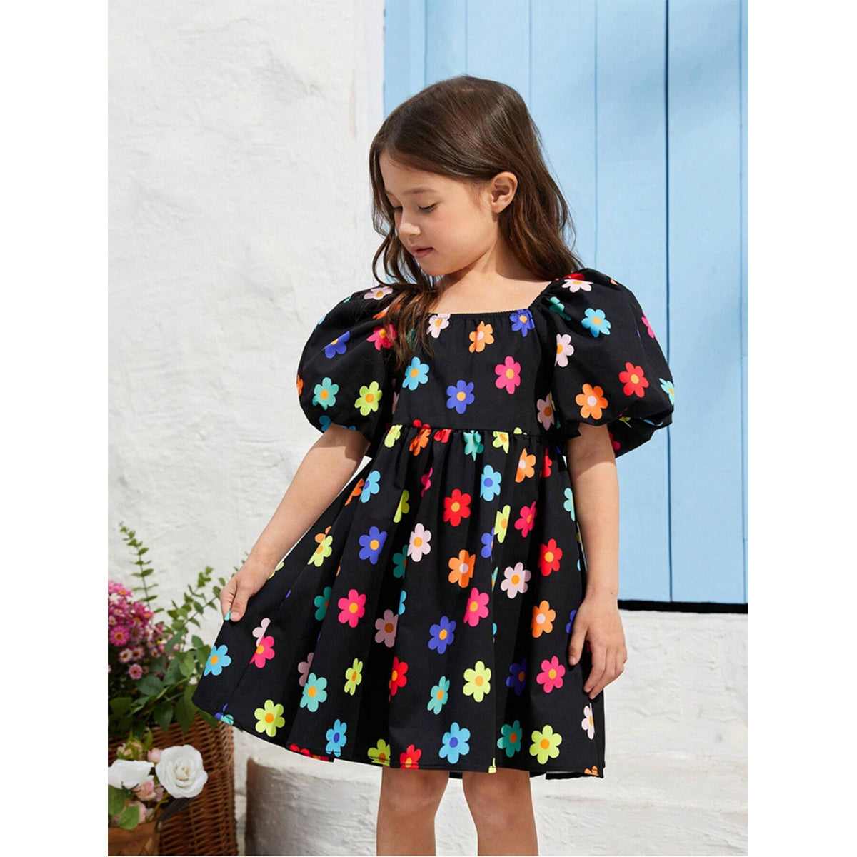 BabyGirl's Cotton Floral Multicolor Designer Frocks & Dresses (Combo Pack Of 5) for Kids.
