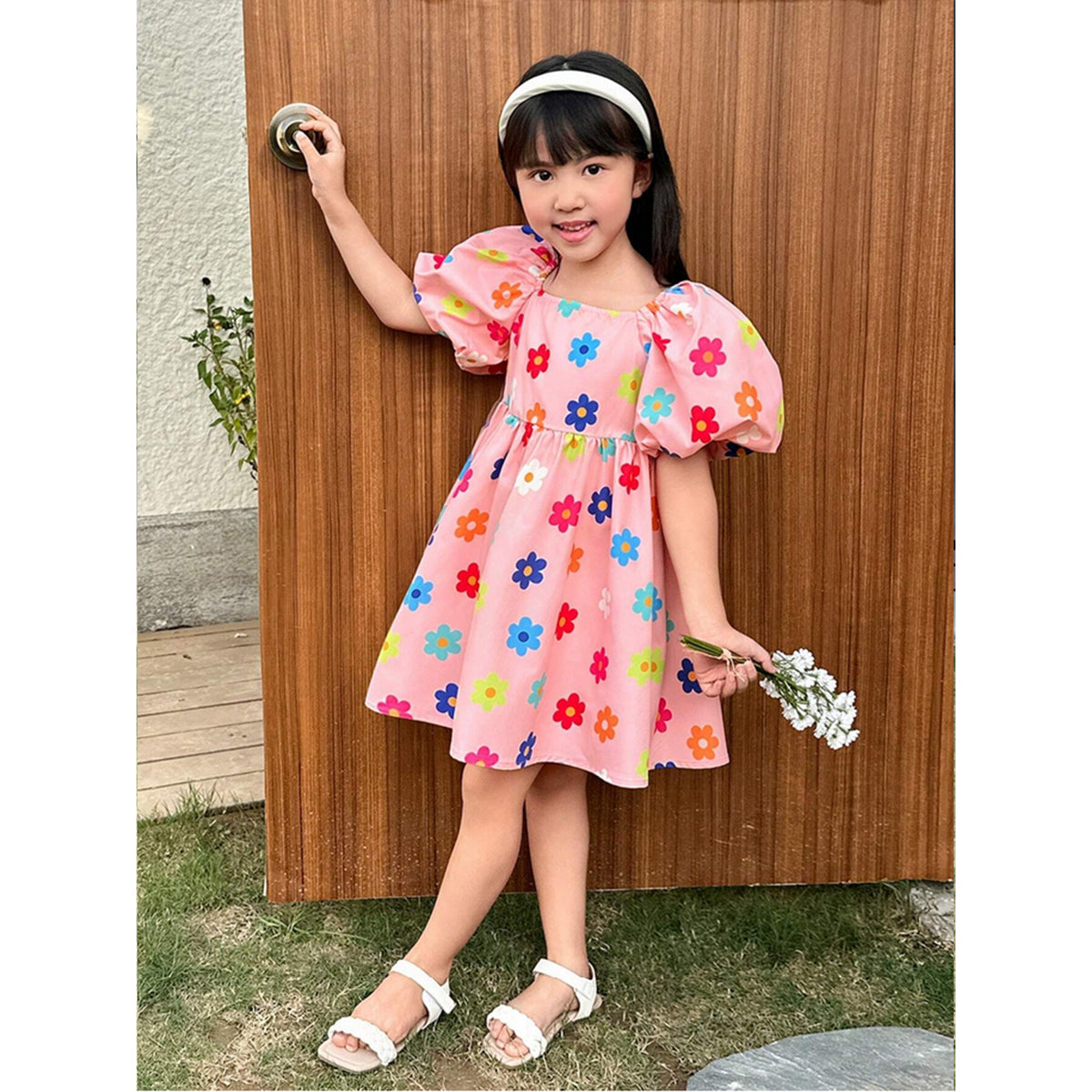 Baby Girl's Florl & Rainbow Frocks (Combo Pack Of 2) For Girl's.