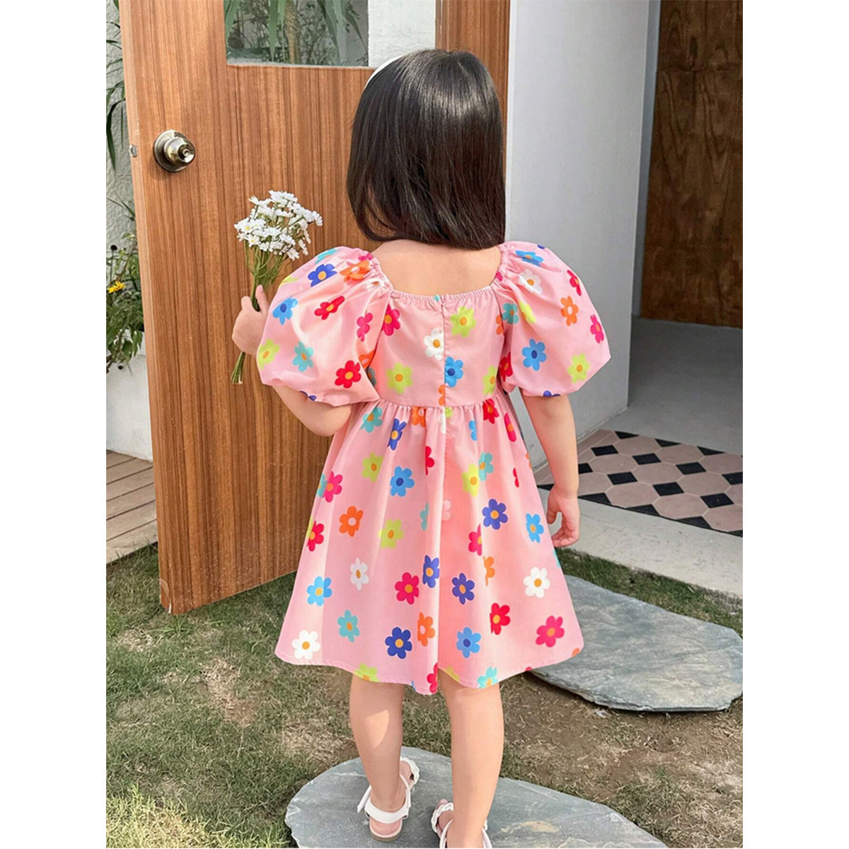 BabyGirl's Cotton Floral Multicolor Designer Frocks & Dresses (Combo Pack Of 5) for Kids.