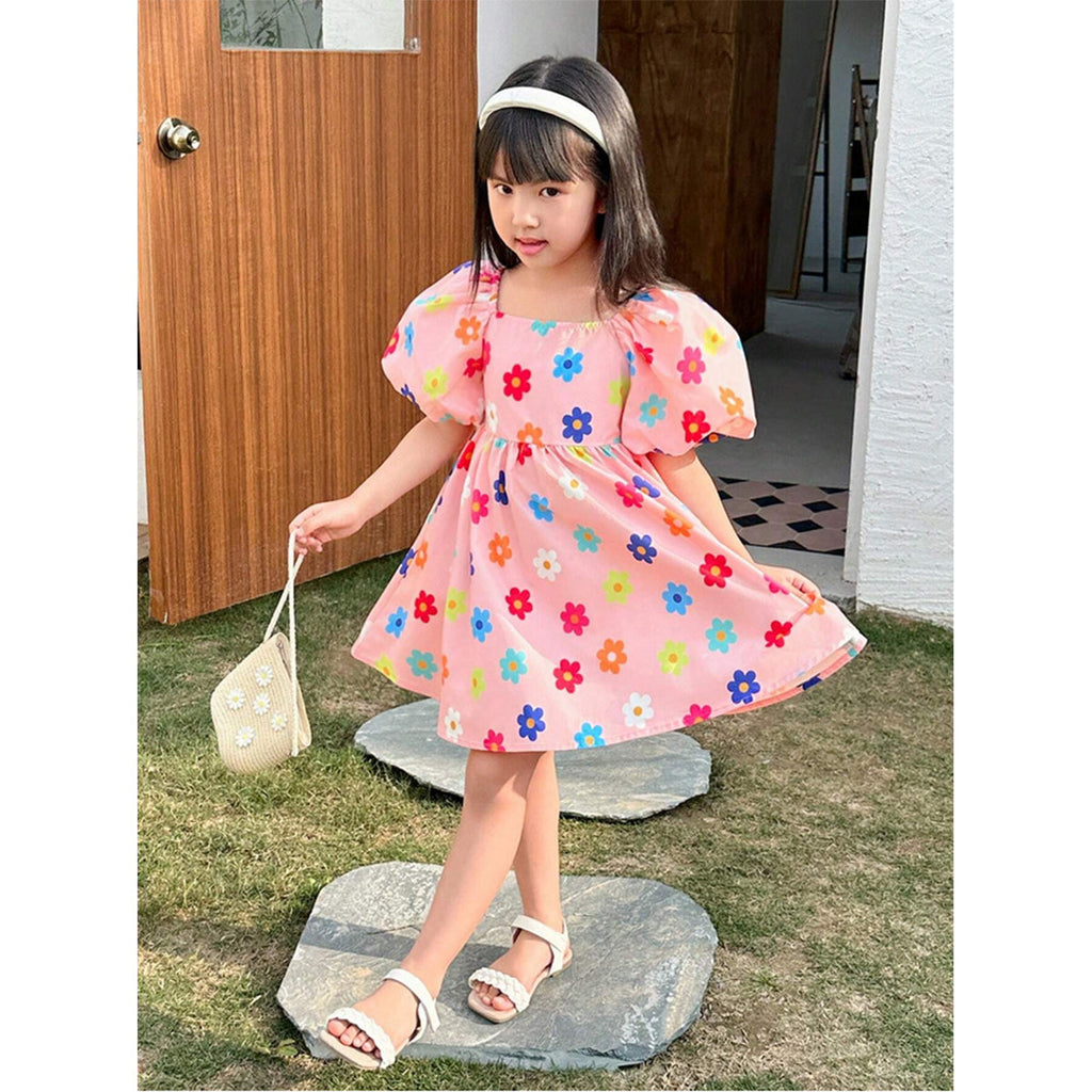 BabyGirl's Cotton Floral Multicolor Designer Frocks & Dresses (Combo Pack Of 5) for Kids.