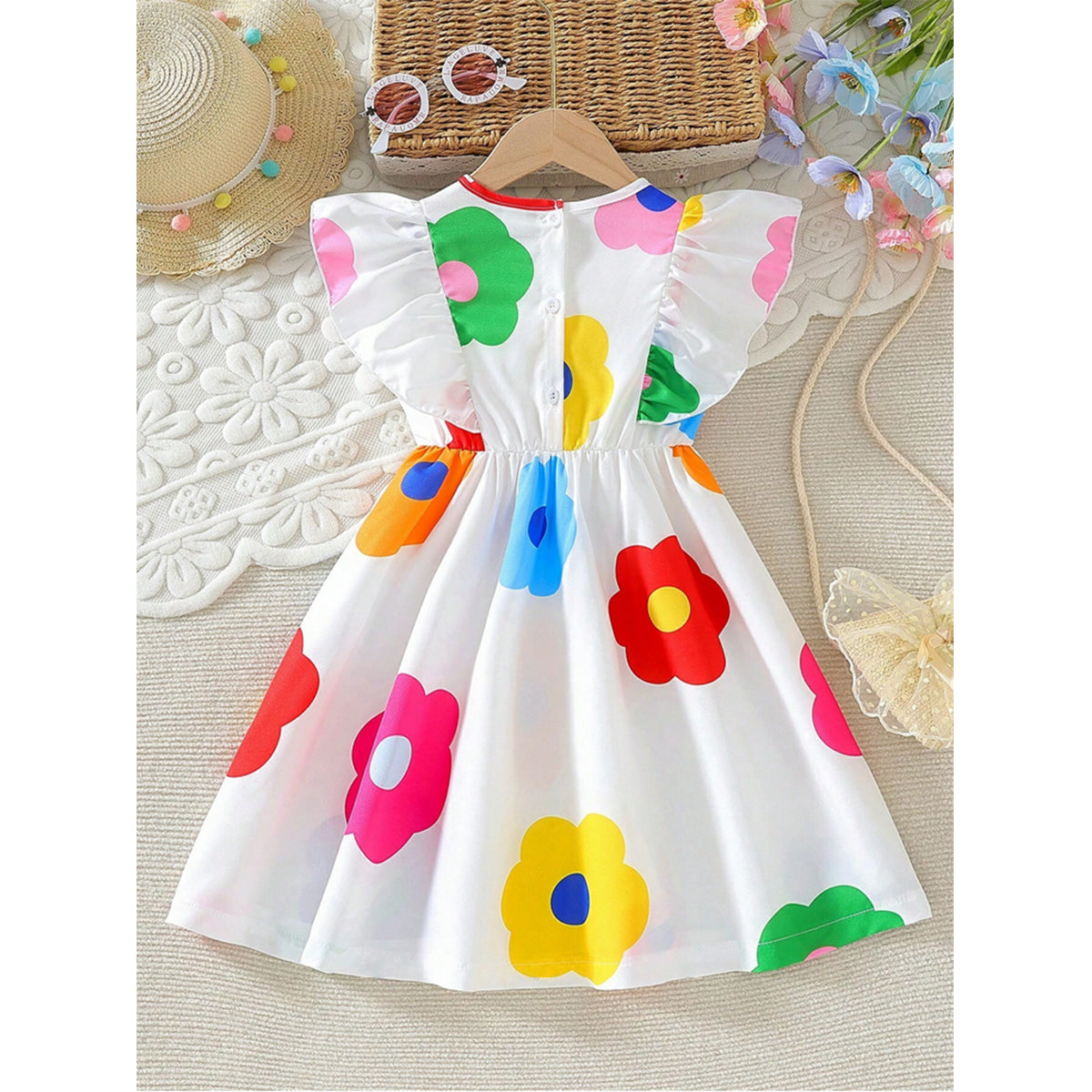 Girls Floral & Rainbow Designer Frocks (Combo Pack Of 4) For Girl's.