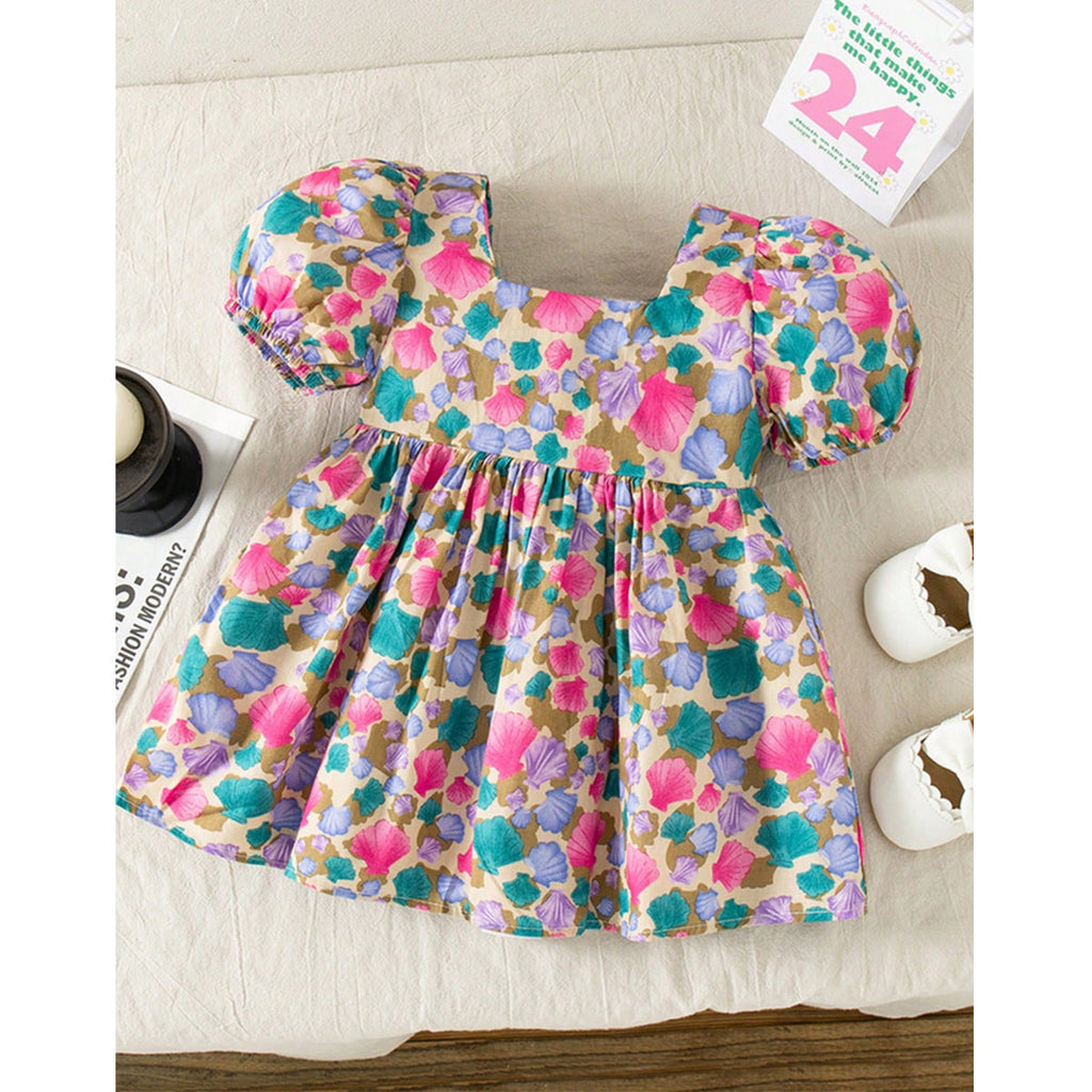 BabyGirl's Cotton Floral Multicolor Designer Frocks & Dresses (Combo Pack Of 5) for Kids.