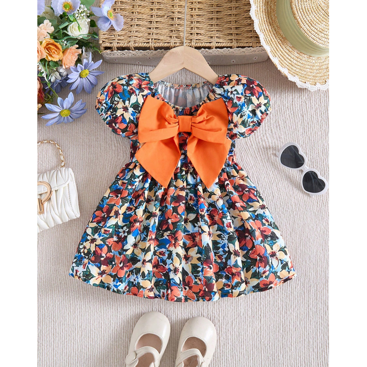 Girls Floral & Rainbow Designer Frocks (Combo Pack Of 4) For Girl's.