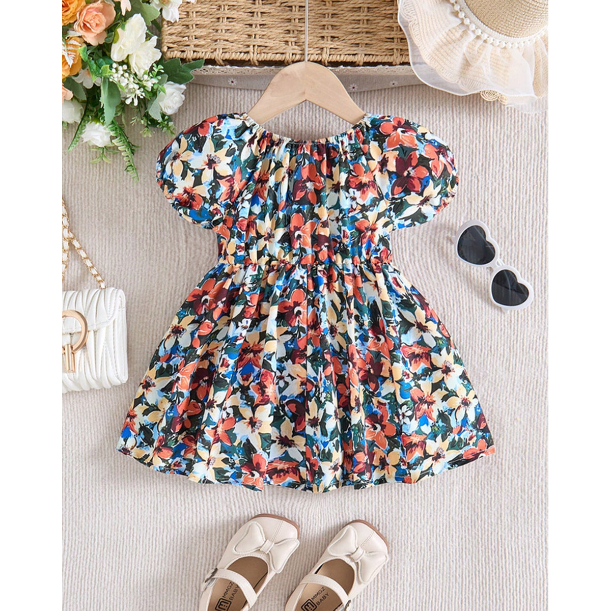 Girls Floral & Rainbow Designer Frocks (Combo Pack Of 4) For Girl's.