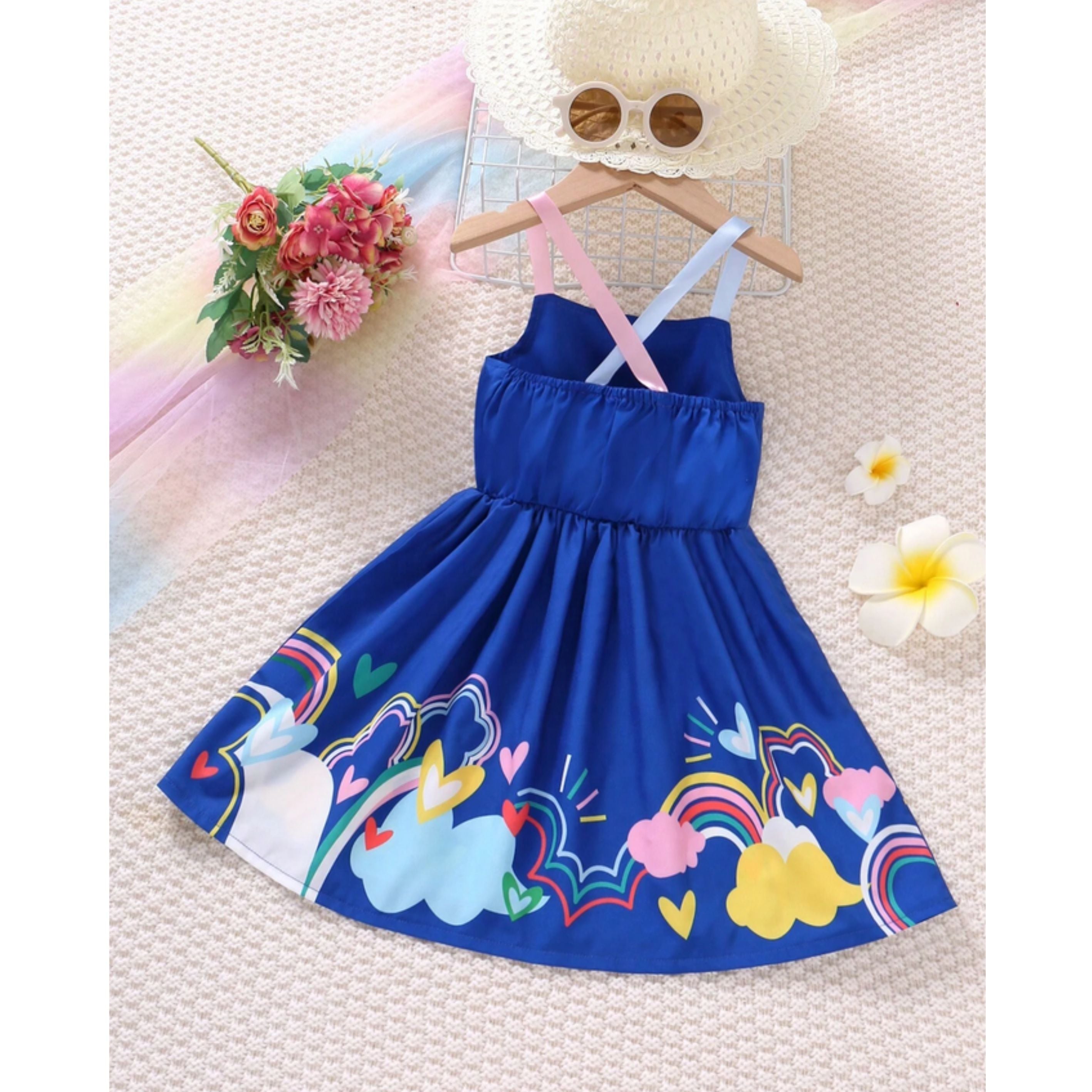 Baby Girl's Barbie Princess & Rainbow Dress (Combo Pack Of 2) For Girl's.