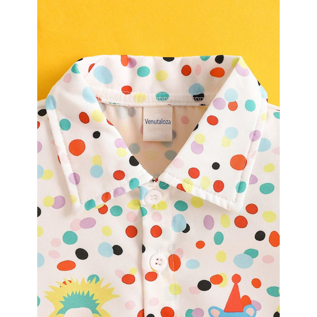 Venutaloza Baby Set Animals Graphic's (Combo Pack Of 3) Shirt & Shorts Two Piece Set For Boy & Girls.