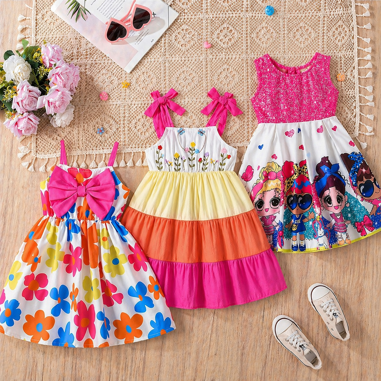 Girl's Designer Frocks & Dresses (Combo Pack Of 3) for Kids.