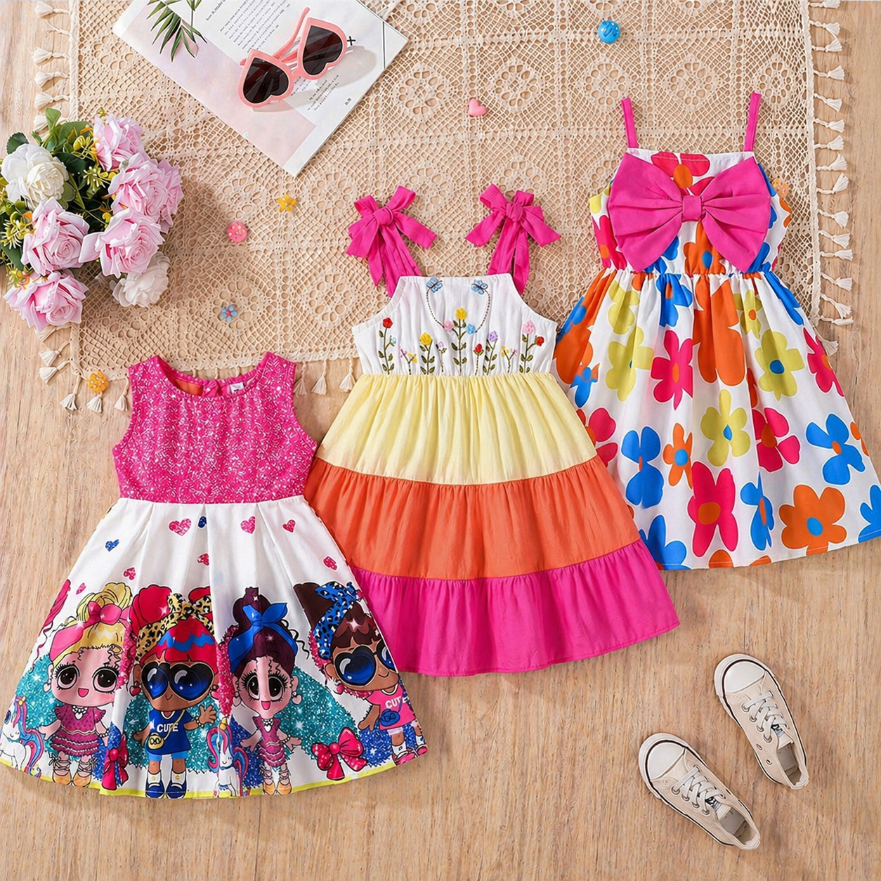 Girl's Designer Frocks & Dresses (Combo Pack Of 3) for Kids.