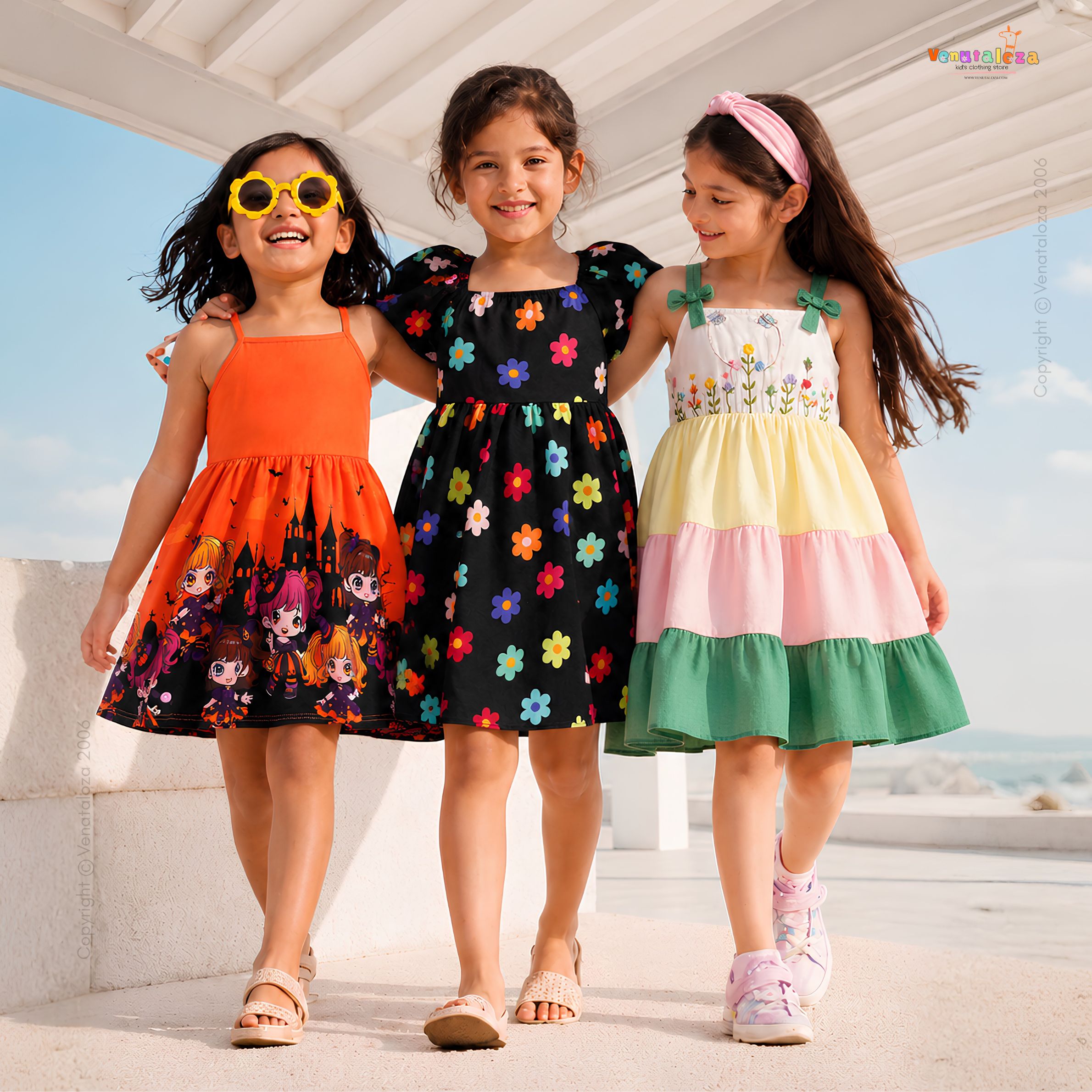 BabyGirl's Floral Dresses_Frocks (Combo Pack Of 3) for Kids.