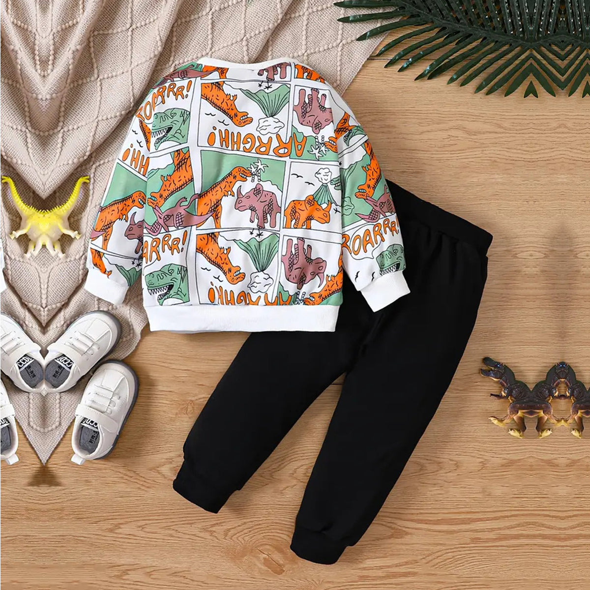 Venutaloza Stylish Baby Set Good Boy & Colorblock Dinosaur  & Boys Letters (Combo Pack Of 3) T-Shirt & Pants.