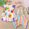 Baby Hanky Hem Belted & Round Neck Ruffle Floral  Dress (Combo Pack Of 2) For Girl's.